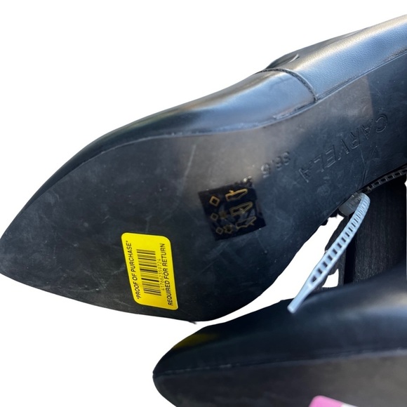 KURT Geiger Pointed Toe Knee High Lace-Up Black Leather High Block Heeled Boots - Picture 15 of 16